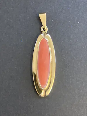 14 karaats geelgouden hanger met bloedkotaal kopen? Bied vanaf 90!
