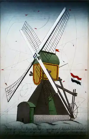 Alois Janak - Windmühle, Farbradierung verkocht voor € 180!