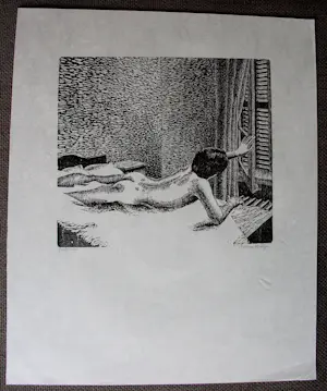 Herman Gordijn - Houtsnede op Japans papier - 1984 kopen? Bied vanaf 225!