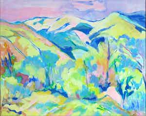 Joe Wols - Acryl op papier, Landschap I verkocht voor € 35!