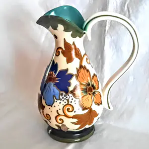 Plateelbakkerij Zuid-Holland - Keramikkrug Keramikvase Art Deco Modell 4812 Dekor "Godelin" 50er Jahre kopen? Bied vanaf 60!