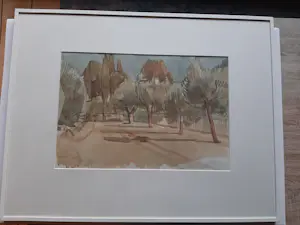Hans Olsthoorn - Aquarel, Olijfboom en Cypressen. kopen? Bied vanaf 40!