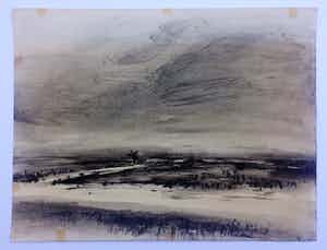 Fred Fritschij - Polderlandschap - pentekening / aquarel verkocht voor € 40!