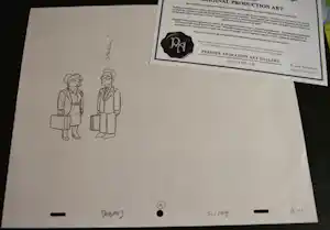 Matt Groening - Edna Krabappel en Seymour Skinner. Uit de 'Simpsons' verkocht voor € 70!