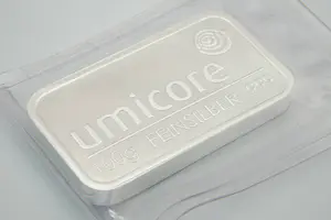 5 - Umicore Belgium gegoten massief Zilveren .999 baartje - 100GR - geseald kopen? Bied vanaf 120!