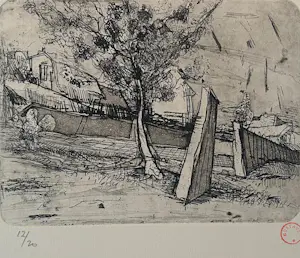 Gustave Asselbergs - Ets (tuin met muur) kopen? Bied vanaf 60!