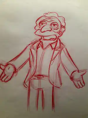 Matt Groening - originele productietekening The Simpsons, ingelijst verkocht voor € 50!