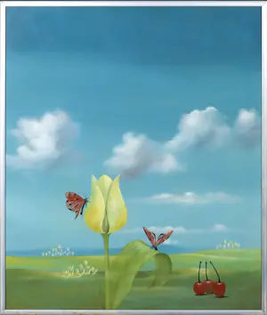 Niet of onleesbaar gesigneerd - Olieverf op paneel, Gele tulp kopen? Bied vanaf 1!