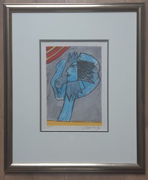 Corneille - Laatste keer " Visage et Oiseau bleu ". Zeer fraai ingelijst!! kopen? Bied vanaf 155!