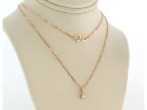 14k rosé gouden collier en solitair hanger met briljant geslepen diamant 0.10ct kopen? Bied vanaf 220!