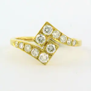 18k geel gouden ring bezet met briljant geslepen diamant 0.50ct - F/G - VS/SI kopen? Bied vanaf 700!