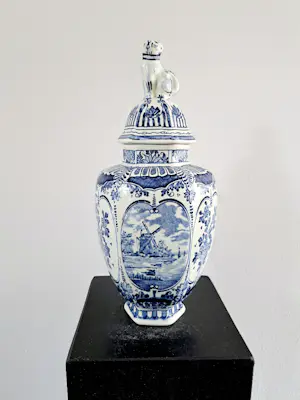 Royal Boch - Delfts Blauwe Foo Dog deksel Vaas Made for Royal Sphinx by Boch-Holland-Delfts kopen? Bied vanaf 45!