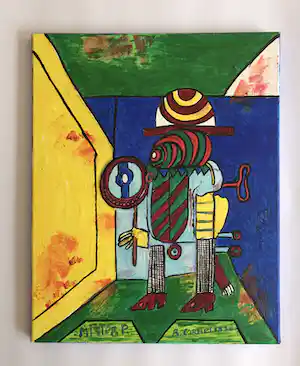 Ruud Cornelisse - Mister P - acrylverf op doek - gesigneerd verkocht voor € 60!