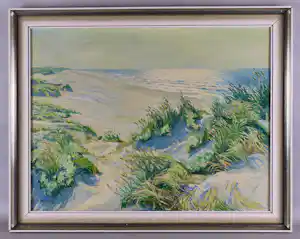 Ad Blok van der Velden - Ingelijste olieverf op doek: "Duingezicht Terschelling" - 1955 verkocht voor € 1000!