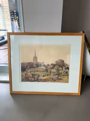 Frans Manders - sfeervol Brabants dorpsgezicht kerktoren van Zesgehuchten kopen? Bied vanaf 20!