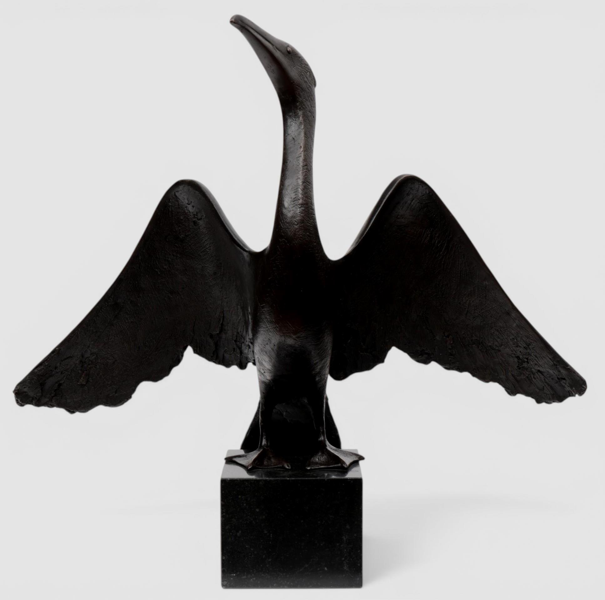 Evert den Hartog - Zwart bronzen sculptuur: Aalscholver kopen? Bied vanaf 2195!