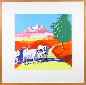 Marco Kooiman - Zeefdruk, Il castello - Ingelijst verkocht voor € 70!