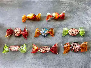 Seguso - Murano Goud & Aventurine Glas Snoepjes (8) - Bonbons - Sweets - Kunst - Venetië verkocht voor € 90!