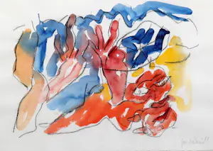 Jan Sierhuis - Gouache/krijt op papier: 'Zonder titel' (1987) kopen? Bied vanaf 330!