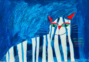Franz Lauter - Blauw met witte kat kopen? Bied vanaf 65!
