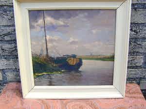 Gerard van Vliet - Poldertje met schuit. verkocht voor € 40!