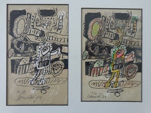Corneille - COBRA / ZW-W LITHO + AQUAREL / 26x32cm / KADER / SIG / 64 / ZELDZAAM kopen? Bied vanaf 400!