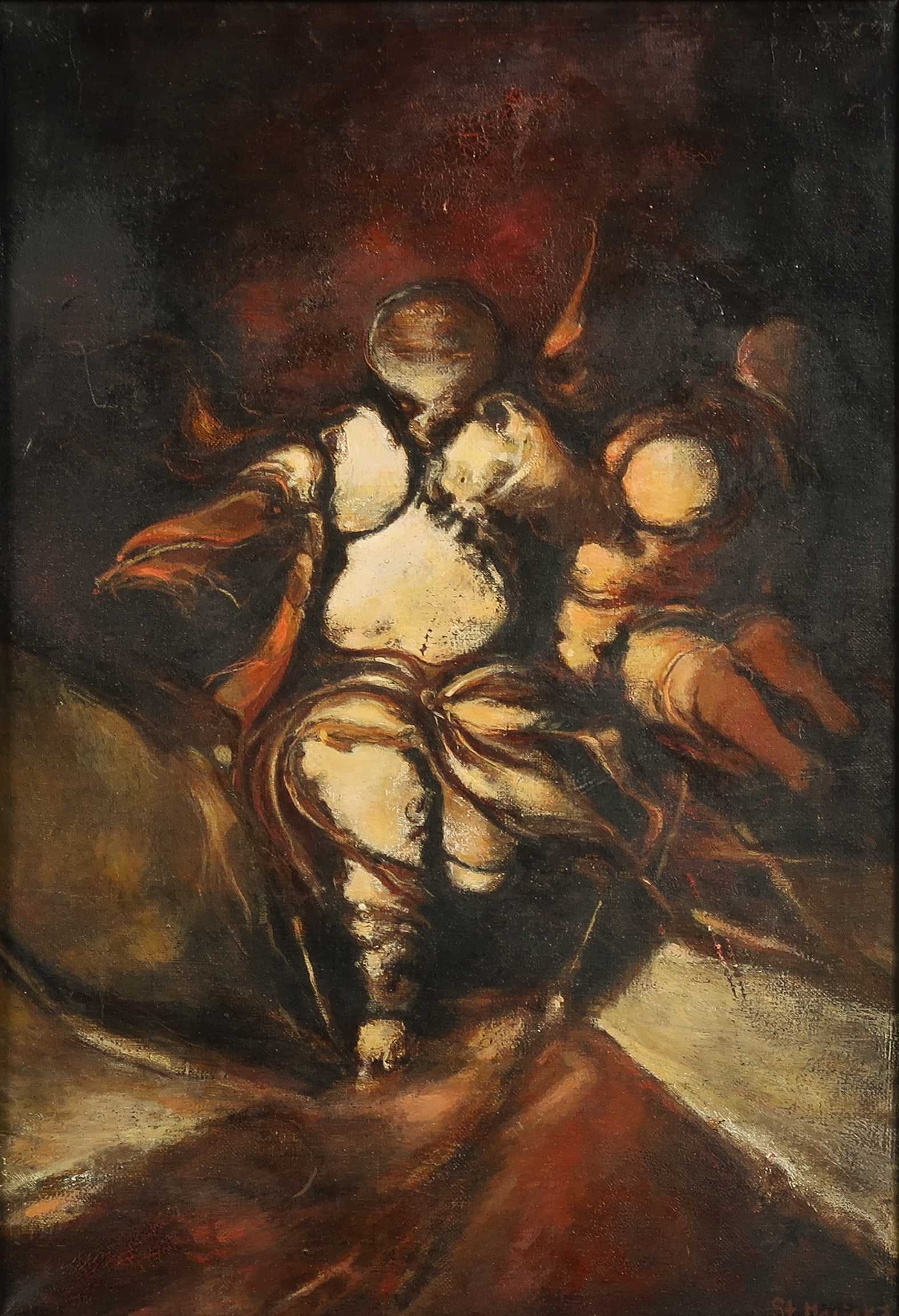 Stanislaw Masiak - Olieverf op doek, Twee figuren - Ingelijst kopen? Bied vanaf 70!