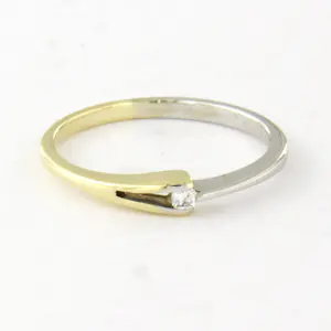 14k bicolour gouden ring met briljant geslepen diamant tot. 0.03ct – F/G- VS/SI kopen? Bied vanaf 170!