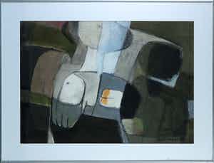 Jos Schimmer - Gouache op papier, Nadagen II - Ingelijst verkocht voor € 100!