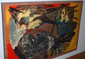 Karel Appel - Twee vogels - antiquarische druk uit de jaren 50 - mooi ingelijst kopen? Bied vanaf 150!