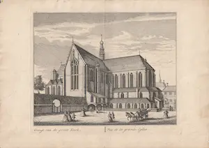 Abraham Rademaker - Gesigt van de groote Kerk (te Alkmaar) kopen? Bied vanaf 30!