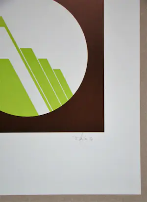 Friedrich Geiler - Concrete-constructieve composie - 1974 - Originele linoleumsnede, handgesigneerd kopen? Bied vanaf 60!