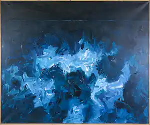 Janus Nuiten - Olieverf op doek, Zonder titel - Ingelijst (groot) verkocht voor € 70!