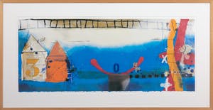 Theo Koster - Zeefdruk en collage, Zonder titel (liggend blauw) - Ingelijst (Groot) kopen? Bied vanaf 50!
