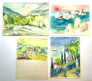Joe Wols - Lot met 4 aquarellen verkocht voor € 35!