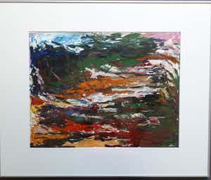 Berry Brugman - Olieverf op papier, Landschap - Ingelijst verkocht voor € 120!