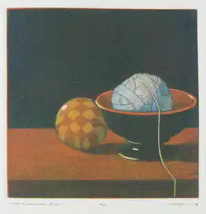 Joop Vegter - Mezzotint, Maasbal en kluwenhouder 19e eeuw verkocht voor € 50!
