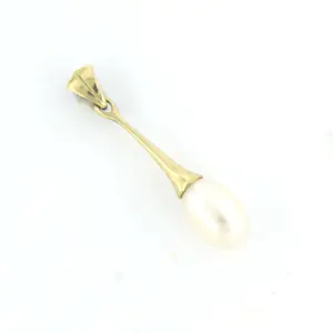 14k geel gouden hanger met een parel - afm. 2.5 cm x 5.9 mm kopen? Bied vanaf 45!