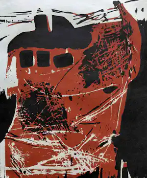 Jaap Wagemaker - Abstracte compositie, houtsnede kopen? Bied vanaf 40!