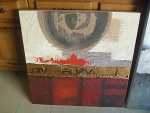 Niet of onleesbaar gesigneerd - 2 abstracte kunstwerken in 1 koop kopen? Bied vanaf 1!