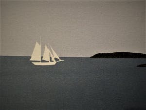 Niet of onleesbaar gesigneerd - Verstild - omstreeks 1960 geschilderd "landschap met zeilboot" kopen? Bied vanaf 1!