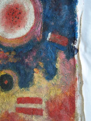 Niet of onleesbaar gesigneerd - Acrylverf en vezels op doek , “Cirkels en Blokken” kopen? Bied vanaf 1!