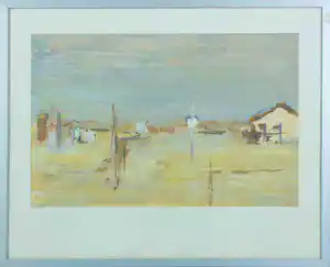 Anton Voorzanger - Gouache, Frans landshap - Ingelijst verkocht voor € 70!