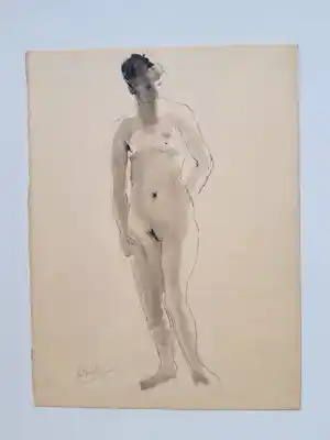 Rene Mels - Naakt ( voorkant) en Zittende dame (achterkant) verkocht voor € 35!