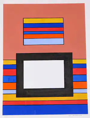 Guy Vandenbranden - Zeefdruk op geschept papier, Construction verkocht voor € 70!