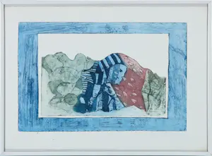 Karin Campfens - Ets, Zonder titel (Figuren liggend onder een deken) kopen? Bied vanaf 35!
