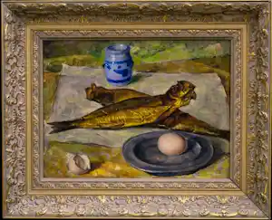Johan Ponsioen - Stilleven met Vis / Tinnen Bord / Keulse Pot - Olieverf verkocht voor € 1250!