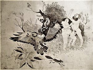 Peter Bol - Grote & gedetailleerde Ets "Het verstoorde geluk" 1973 - gesigneerd kopen? Bied vanaf 38!