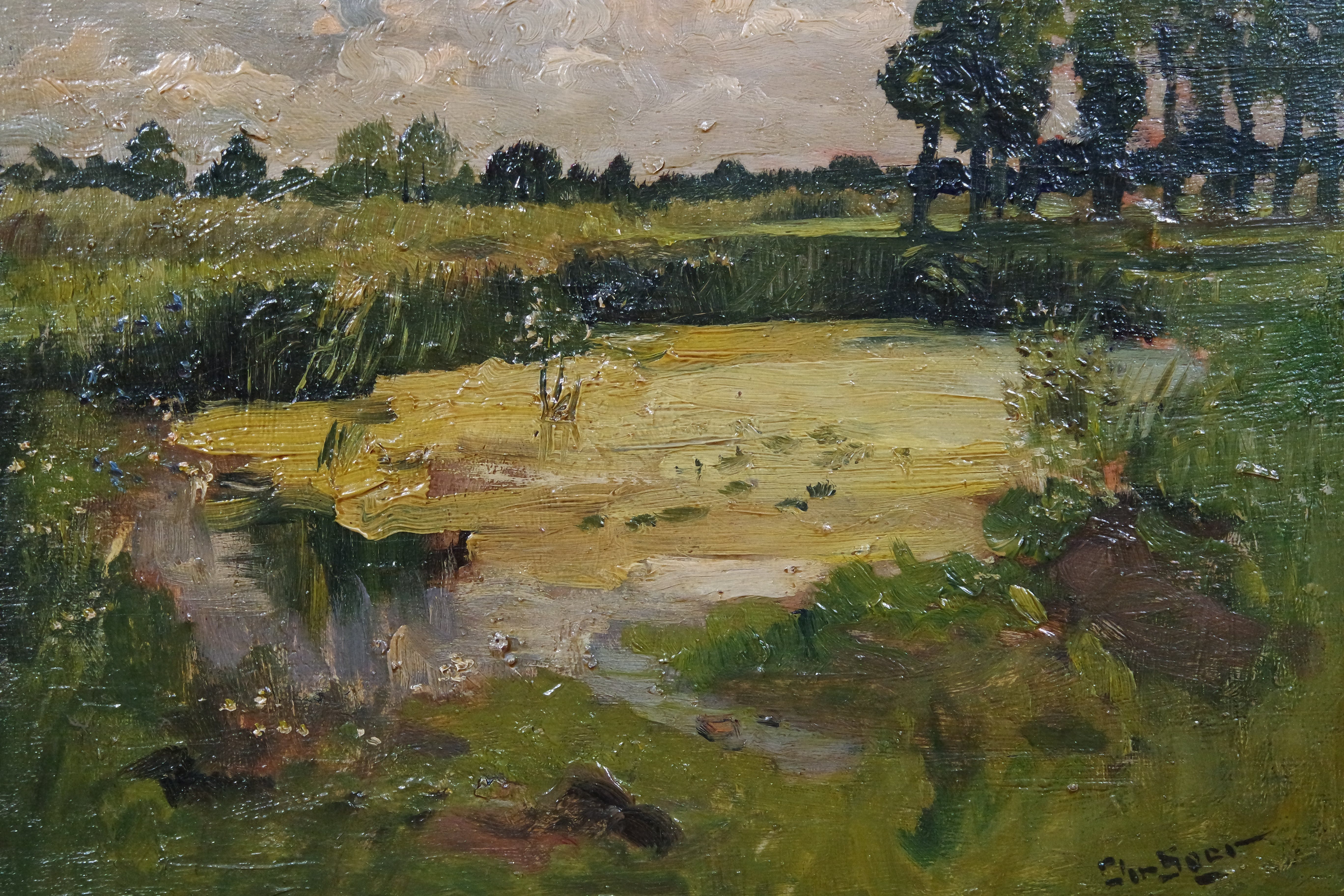 Christiaan Soer - olieverf op paneel - landschap verkocht voor € 155!