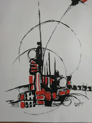 Jan Montyn - Litho. Abstract. kopen? Bied vanaf 50!
